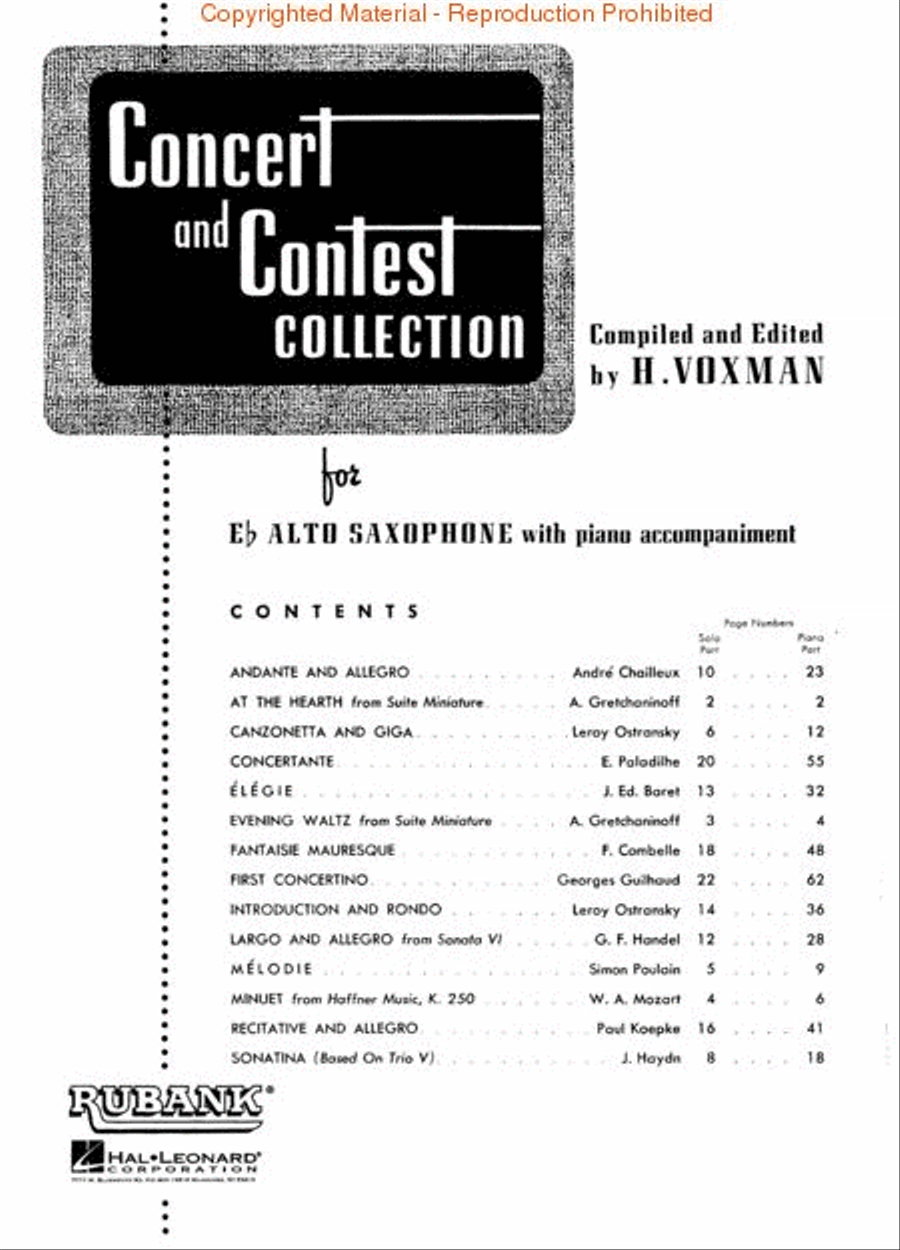 Concert and Contest Collections - Alto Saxophone (Piano Accompaniment) Concert Band Methods scores gallery preview page 2