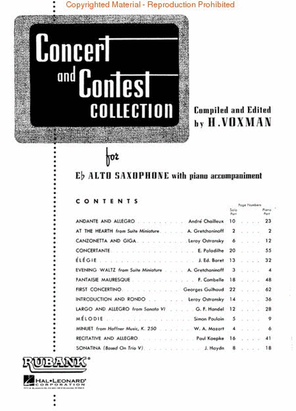 Concert and Contest Collections - Alto Saxophone (Piano Accompaniment)