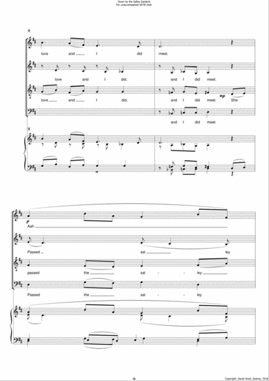Down by the Salley Gardens 4-Part scores gallery preview page 2