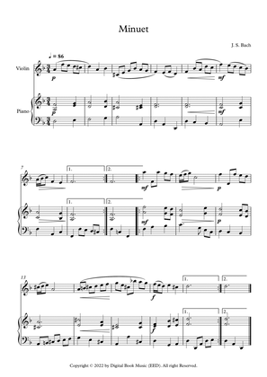 Book cover for Minuet (In D Minor) - Johann Sebastian Bach (Violin + Piano)