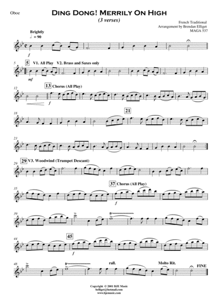 Ding Dong Merrily on High - Concert Band Score and Parts image number null