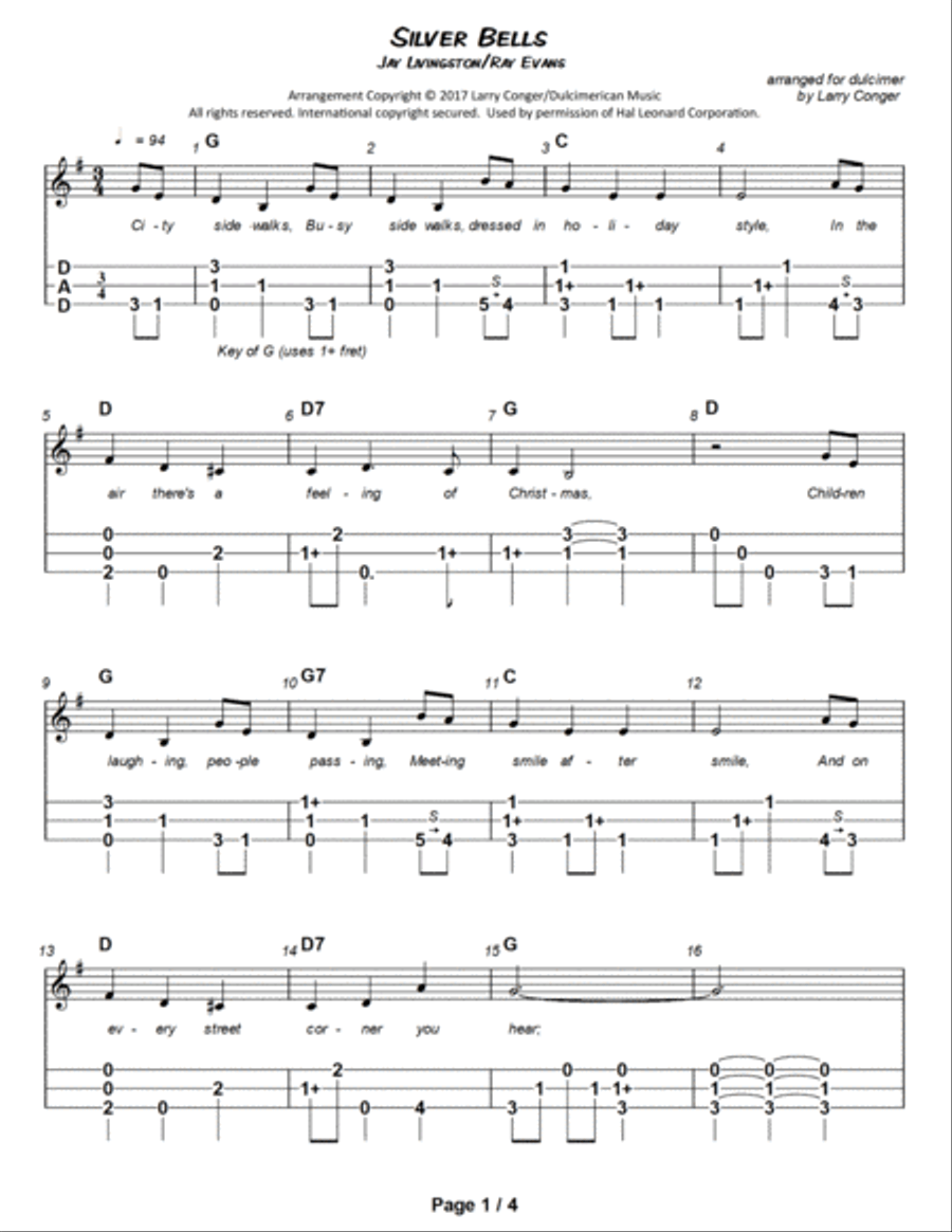 Silver Bells Dulcimer scores gallery preview page 2