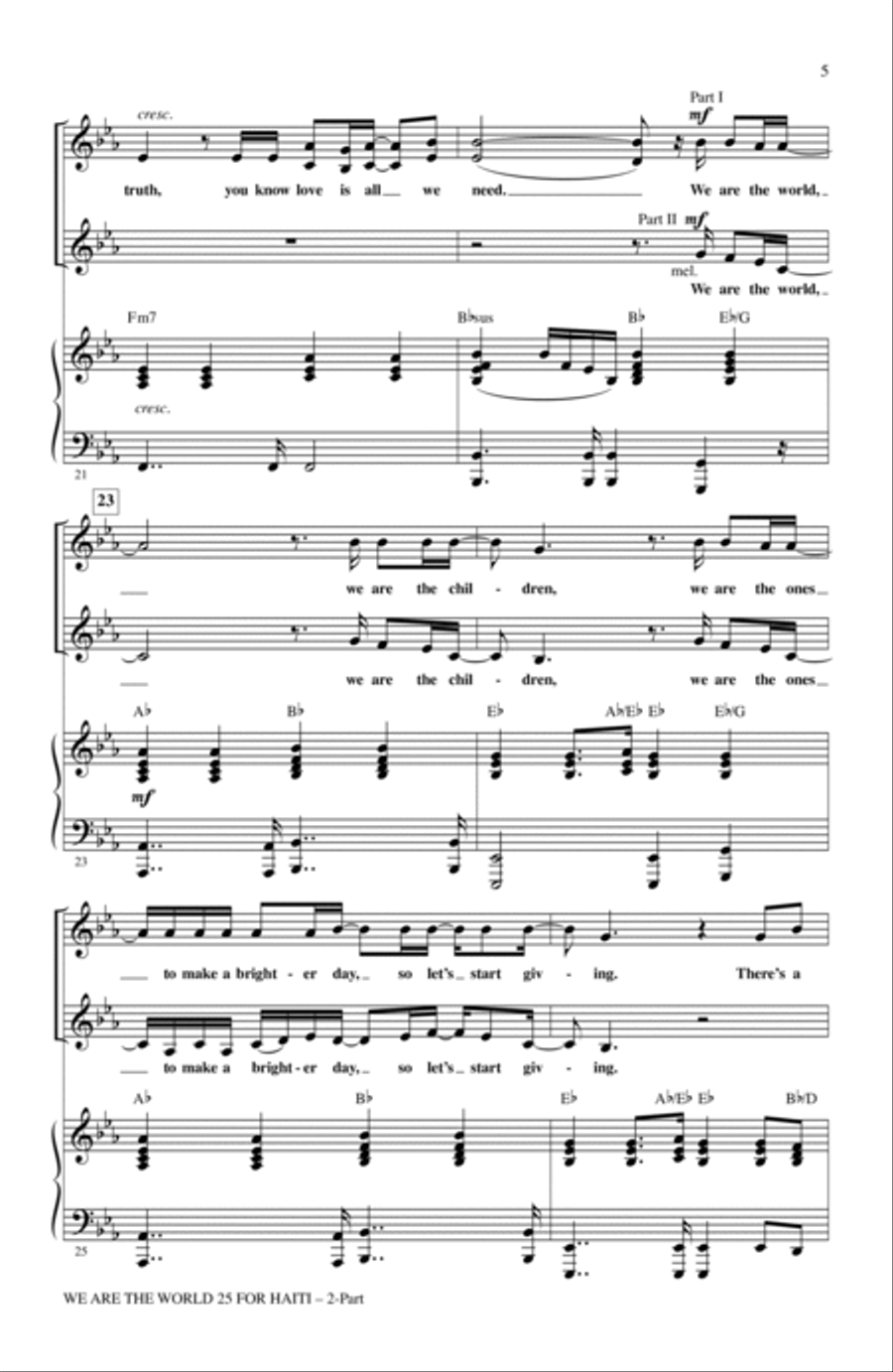 We Are The World 25 For Haiti 2-Part scores gallery preview page 4
