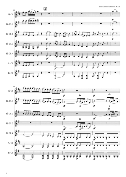 Eine kleine Nachtmusik , K525 for Clarinet Choir