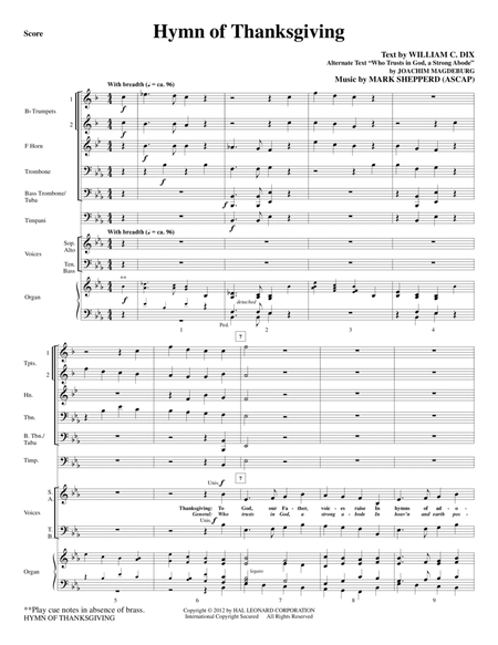 Hymn Of Thanksgiving - Full Score