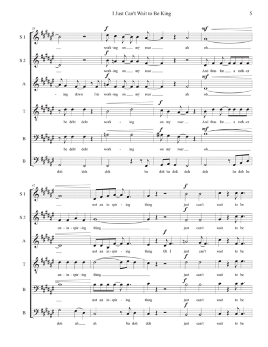 I Just Can't Wait To Be King 4-Part scores gallery preview page 5