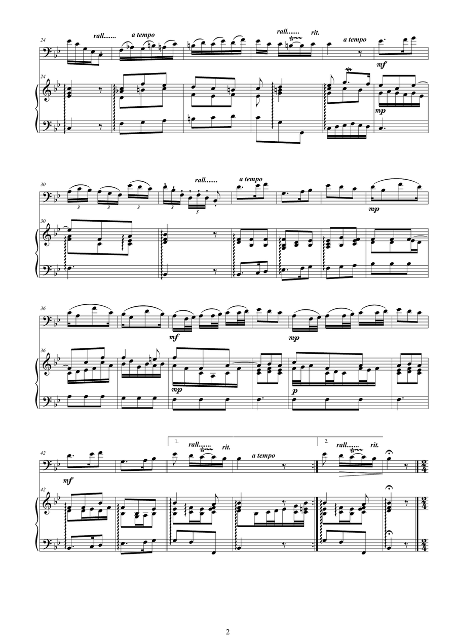 Vivaldi - Cello Sonata No.4 in B flat Op.14 RV 45 for Cello and Cembalo (or Piano) String Duet scores gallery preview page 2