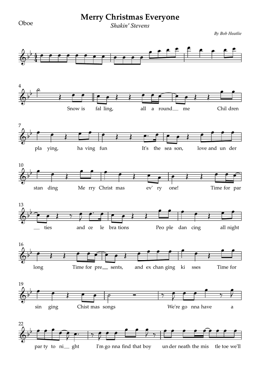 Merry Christmas Everyone Merry Christmas Everyone Oboe Solo scores gallery preview page 1
