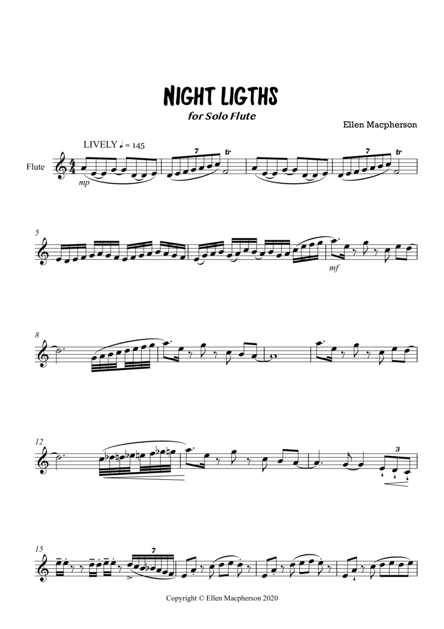 Night Lights for Solo Flute Flute Solo scores gallery preview page 1