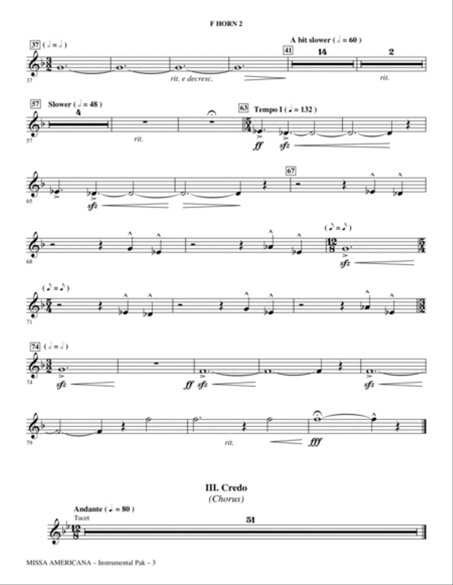 Missa Americana - F Horn 2 Choir scores gallery preview page 3