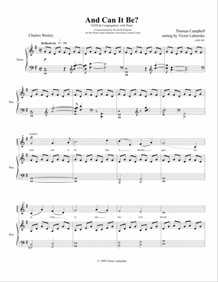 And Can It Be by Victor Labenske 4-Part - Digital Sheet Music