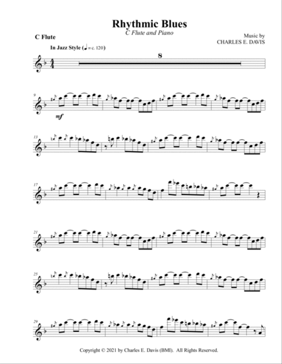 Rhythmic Blues - C Flute and Piano Jazz Ensemble scores gallery preview page 3