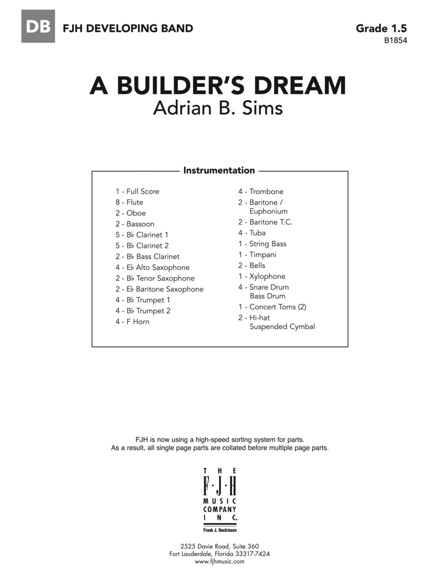 A Builder's Dream: Score A Builder's Dream: Score Concert Band scores gallery preview page 1