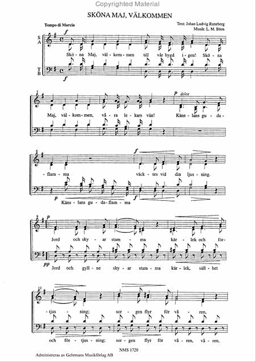Skona maj, valkommen 4-Part scores gallery preview page 2