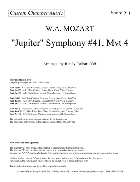 Mozart "Jupiter" Symphony #41 (K. 551), Mvt. 4 (trio) image number null