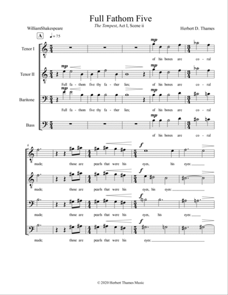 Full Fathom Five (TTBB) TTBB scores gallery preview page 3