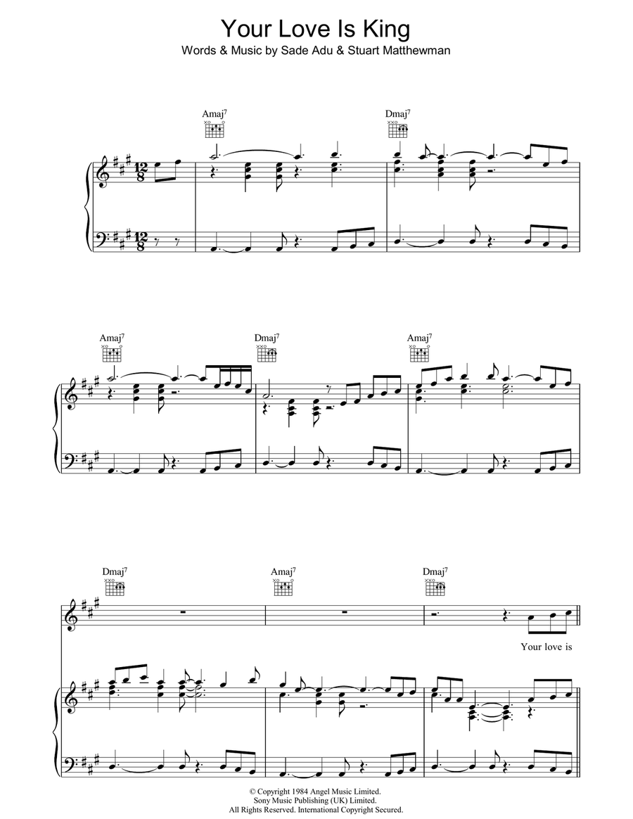 Your Love Is King Piano, Vocal, Guitar scores gallery preview page 1