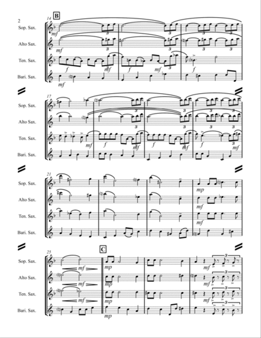 Moonlight Serenade Saxophone Quartet scores gallery preview page 3