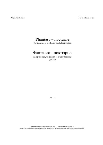 "Phantasy - nocturne" for trumpet, bigband and live electronics