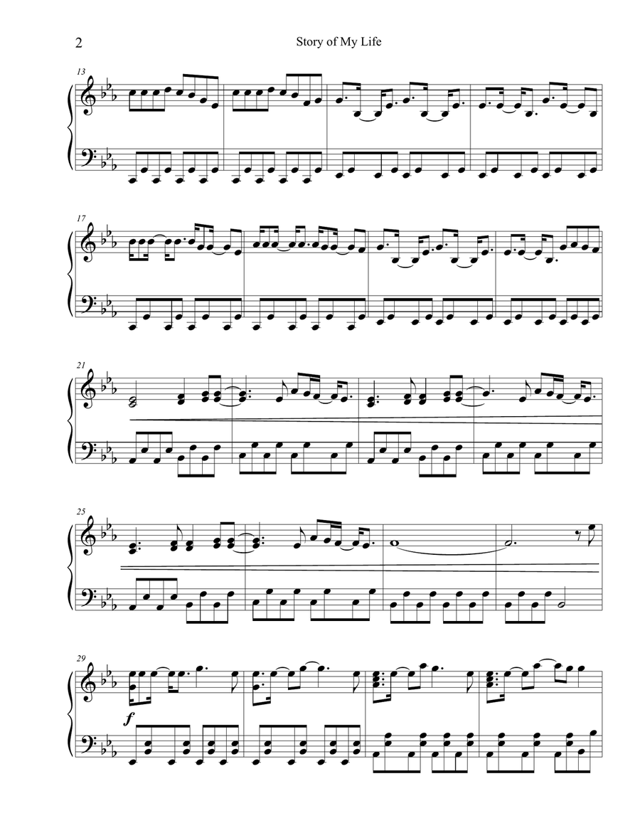 Story Of My Life Easy Piano scores gallery preview page 3