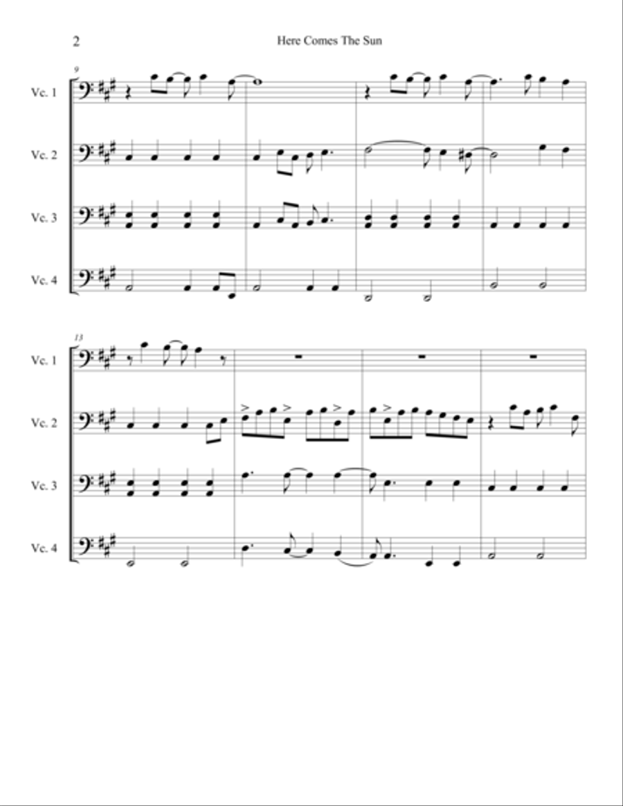 Here Comes The Sun Here Comes The Sun Cello scores gallery preview page 3