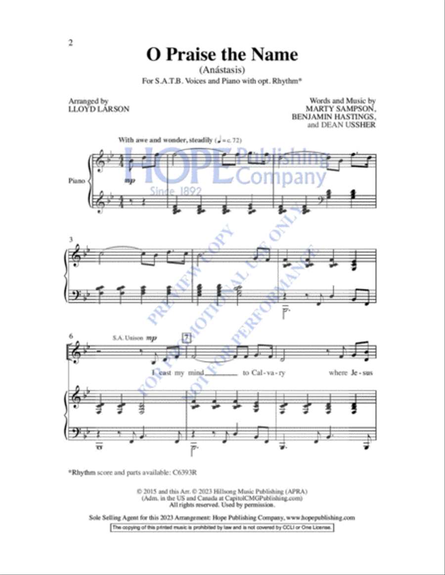 O Praise the Name (Anastasis) 4-Part scores gallery preview page 3