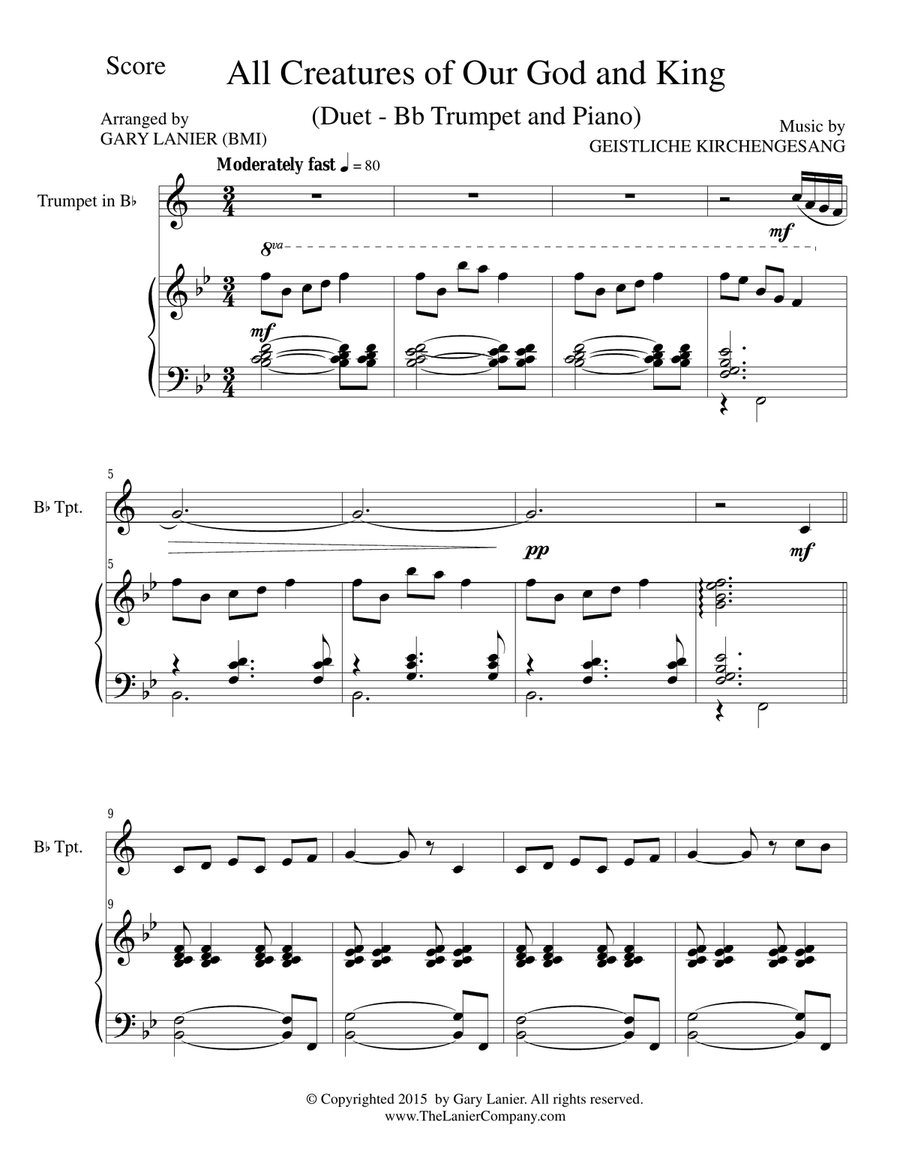 6 HYMNS of Adoration & Guidance Set 1 & 2 (Duets - Bb Trumpet and Piano with Parts) Trumpet Duet scores gallery preview page 4