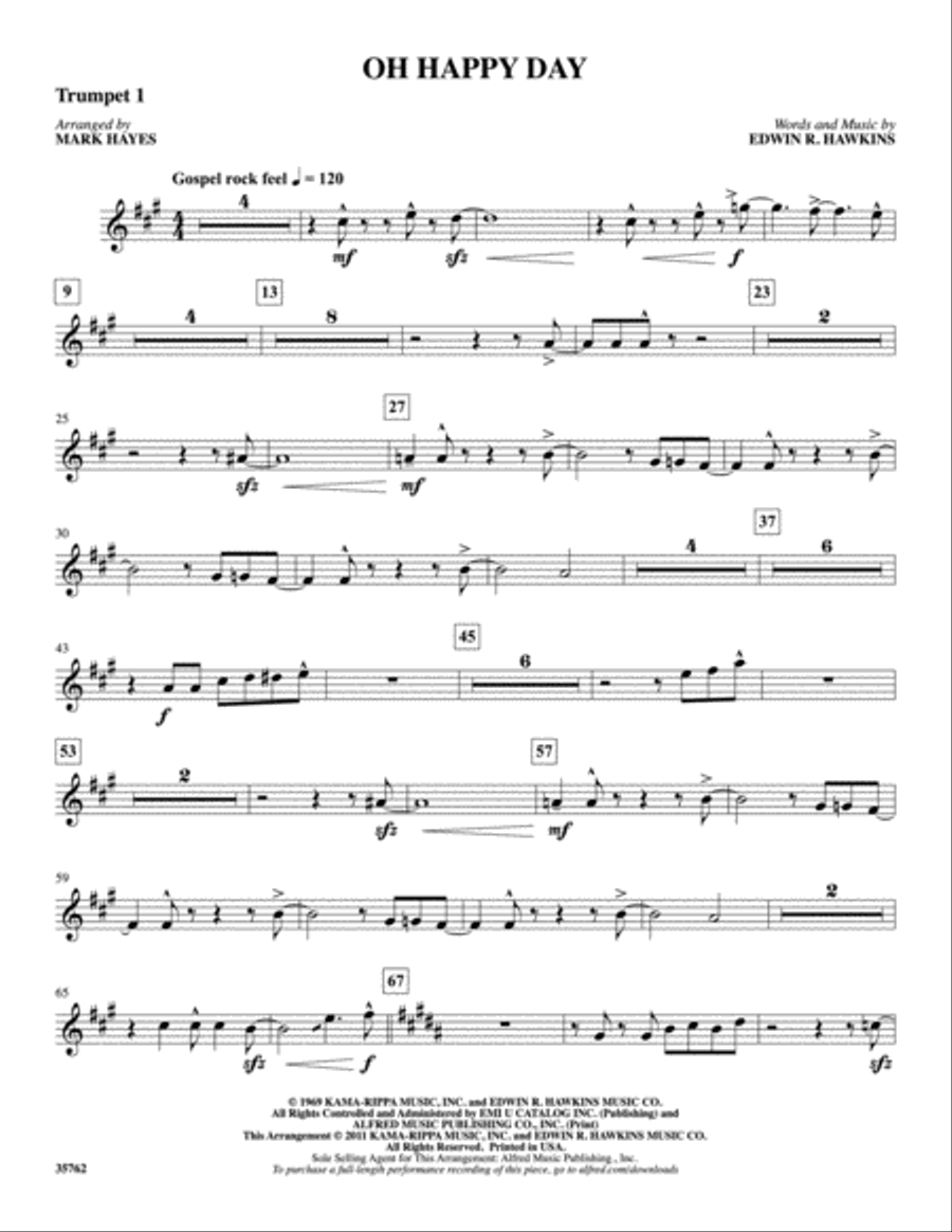 Oh Happy Day: 1st B-flat Trumpet B-Flat Trumpet scores gallery preview page 1