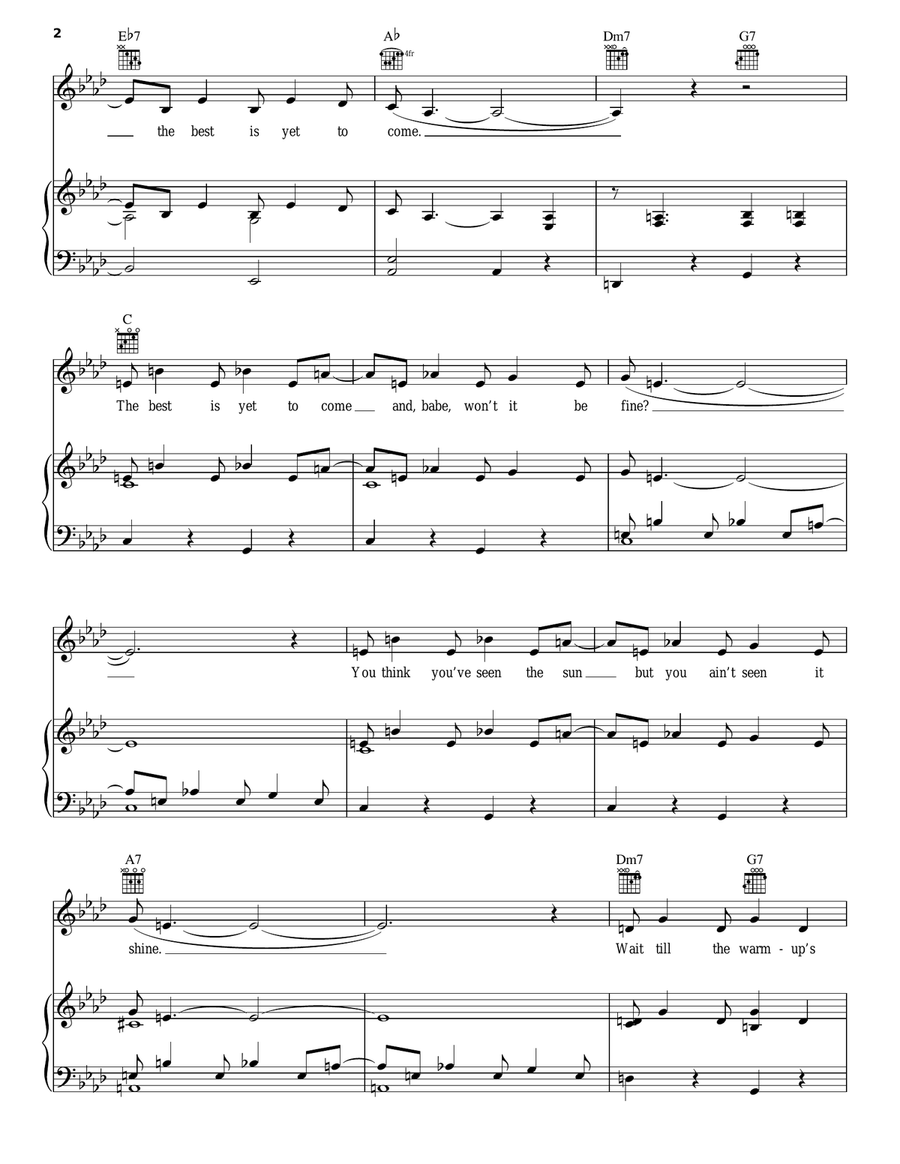 The Best Is Yet To Come Piano, Vocal, Guitar scores gallery preview page 2