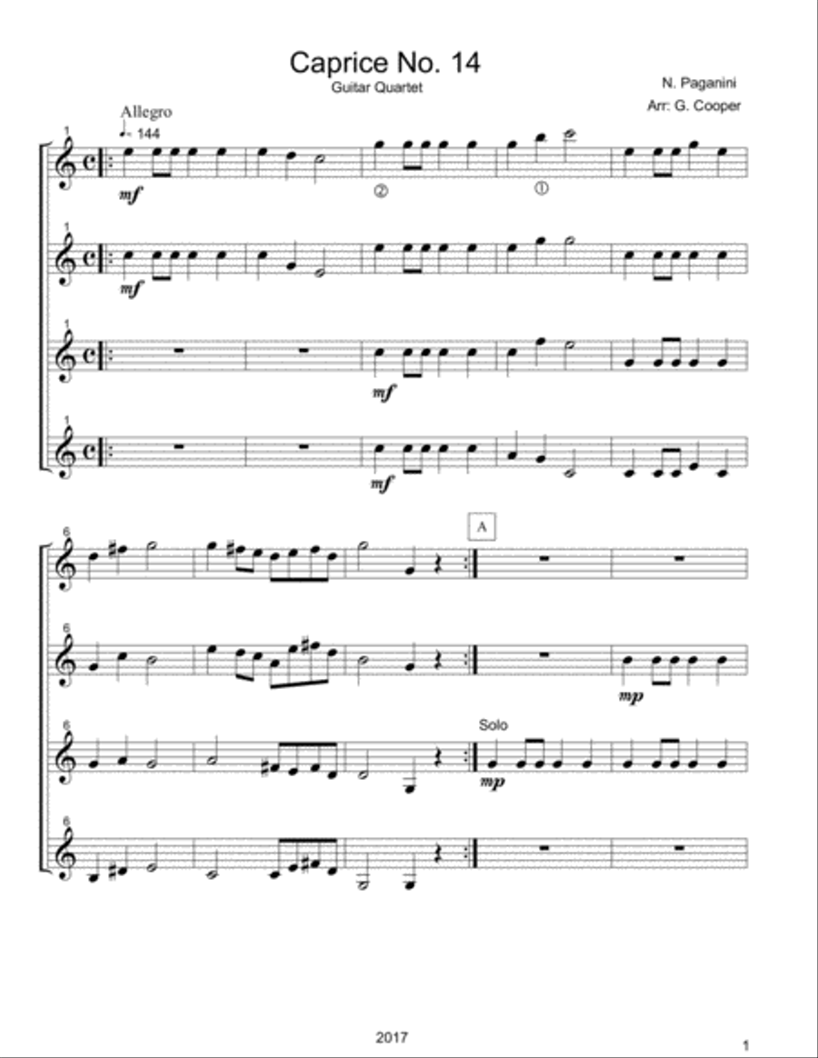 Caprice No. 14 Caprice No. 14 Guitar Ensemble scores gallery preview page 2