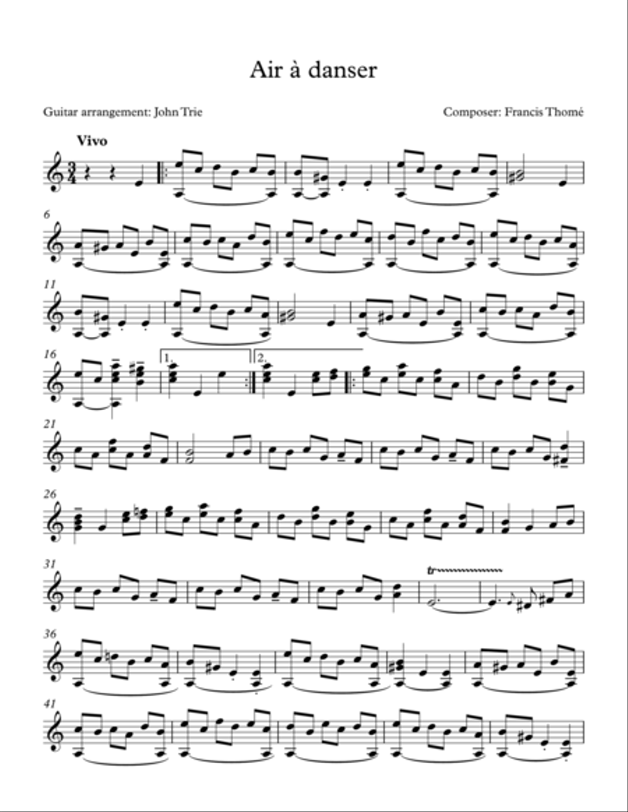 Air a Dancer Air a Dancer Classical Guitar scores gallery preview page 1