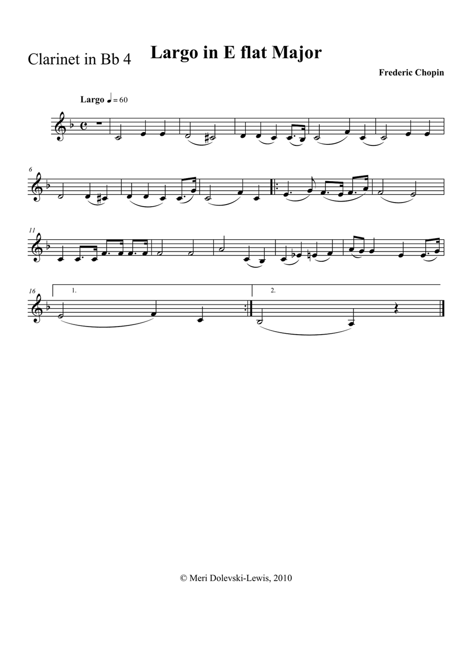 Largo in E flat major: for mixed woodwind ensemble Woodwind Ensemble scores gallery preview page 1