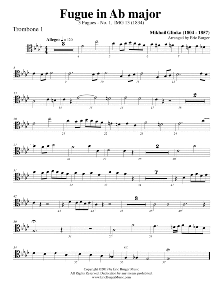 Fugue in Ab major for Trombone or Low Brass Quartet