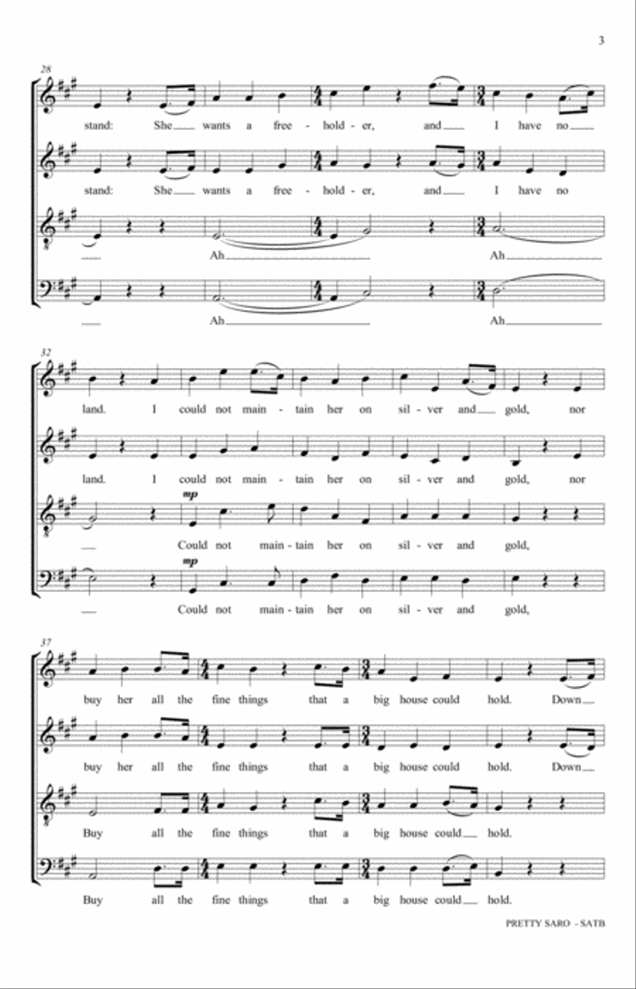 Pretty Saro (No. 2 from Appalachian Stories) 4-Part scores gallery preview page 3