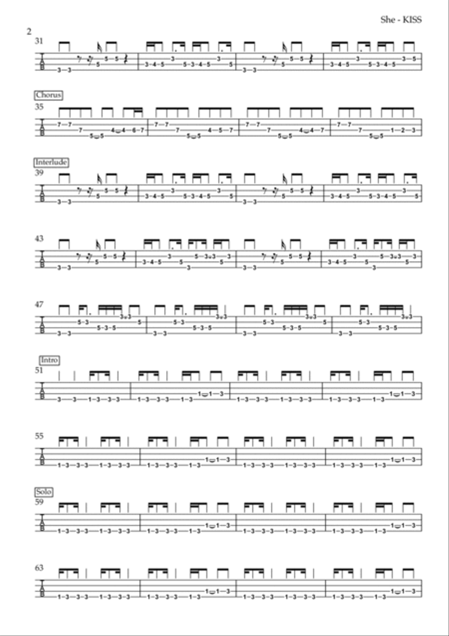 She Guitar Tablature scores gallery preview page 2