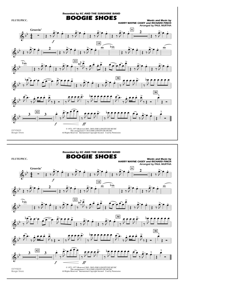 Boogie Shoes - Flute/Piccolo Marching Band scores gallery preview page 1