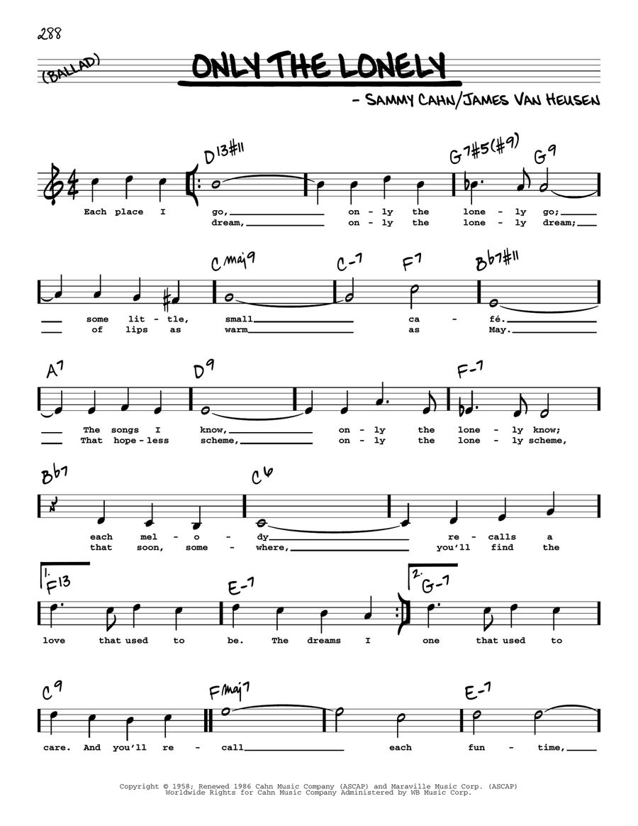 Only The Lonely (High Voice) High Voice scores gallery preview page 1
