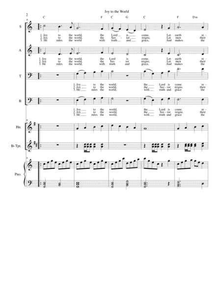 Joy to the World - SATB with brass instruments and piano image number null