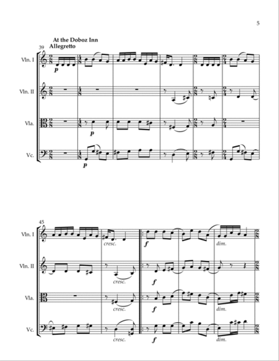 3 Quartets Almost Innocent Sailors' Homecoming At the Doboz Inn String Quartet scores gallery preview page 5