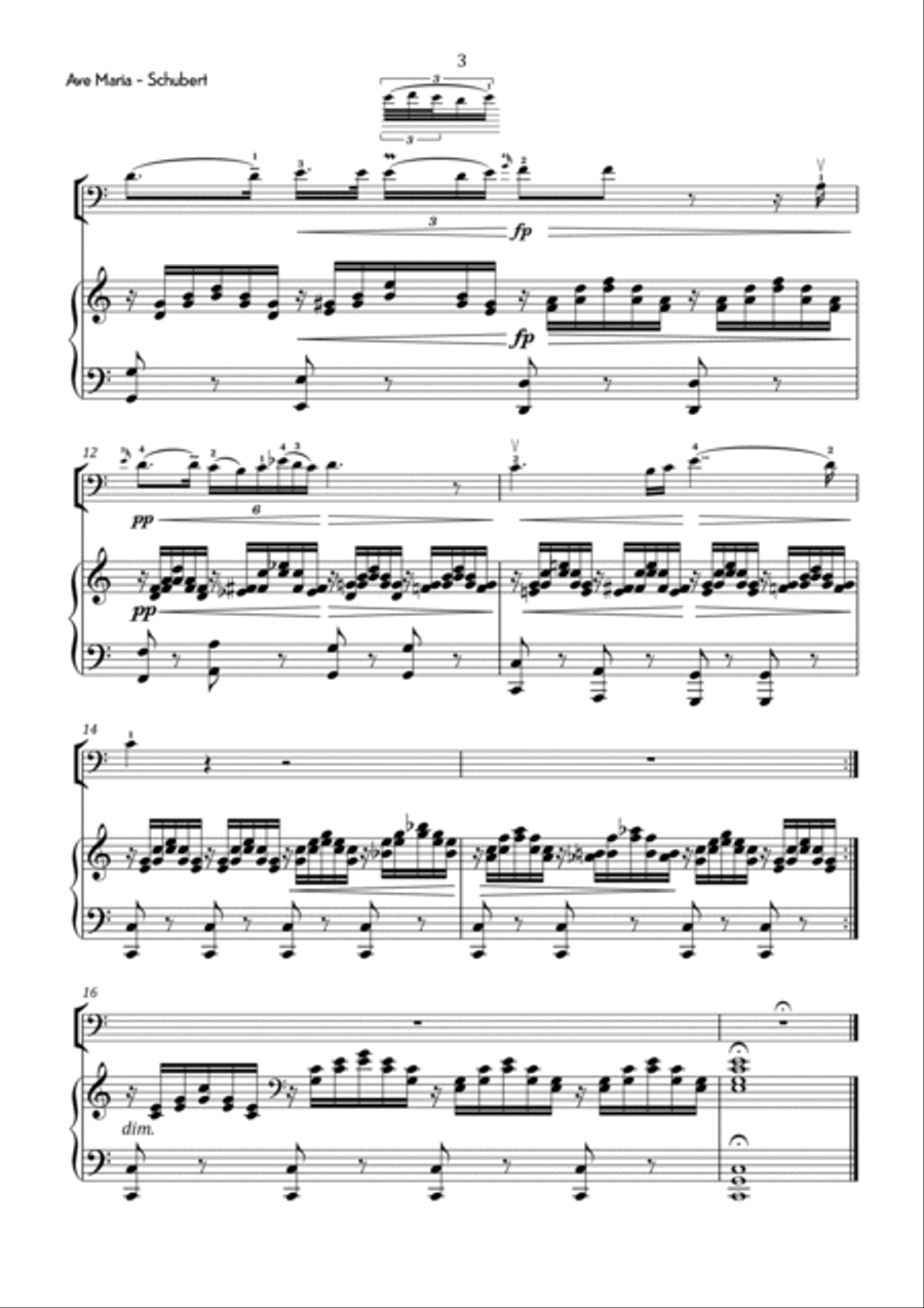 Schubert - Ave Maria in C Major - Intermediate Piano scores gallery preview page 4