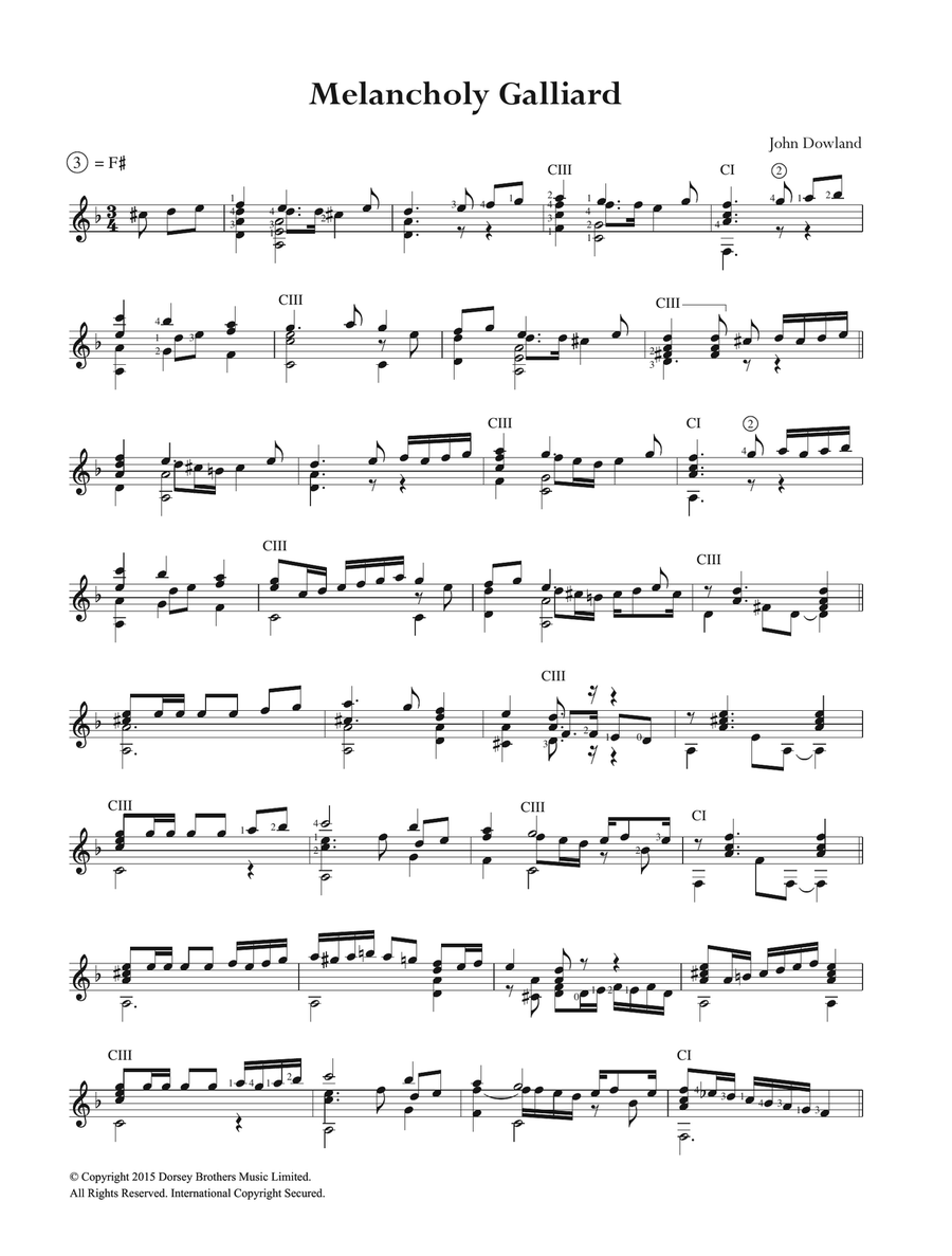 Melancholy Galliard Melancholy Galliard Acoustic Guitar scores gallery preview page 1