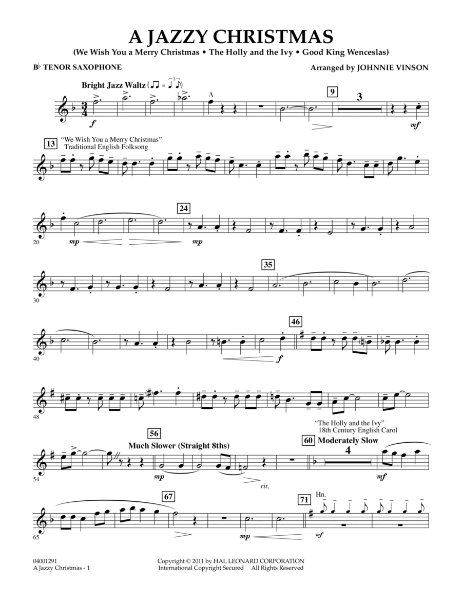 A Jazzy Christmas - Bb Tenor Saxophone Concert Band scores gallery preview page 1
