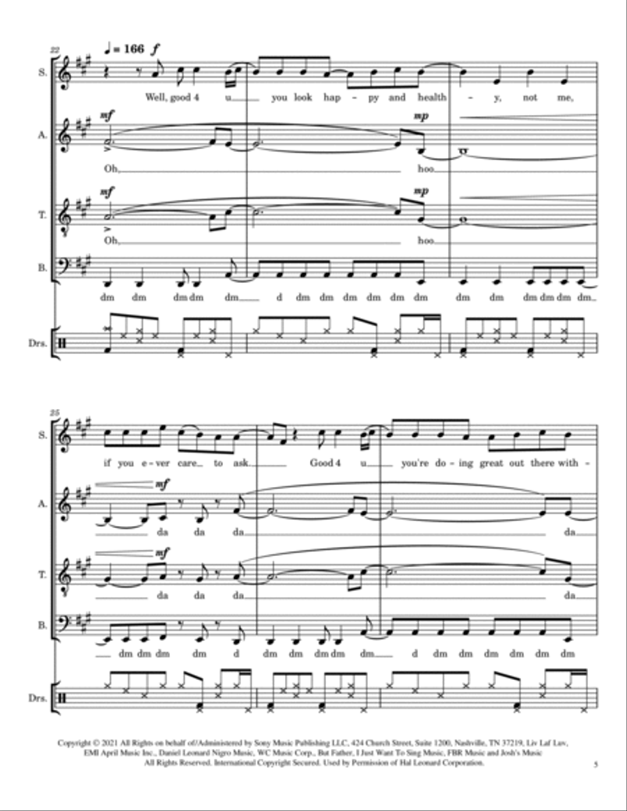 Good 4 U 4-Part scores gallery preview page 5