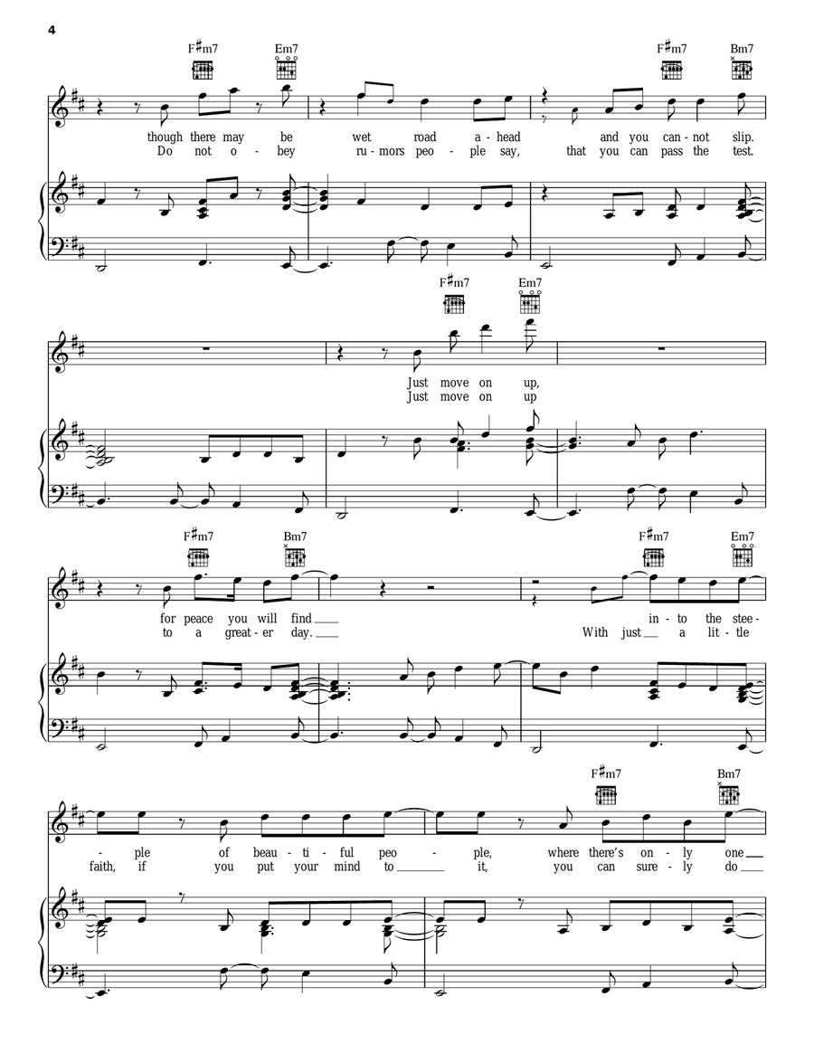 Move On Up Piano, Vocal, Guitar scores gallery preview page 4