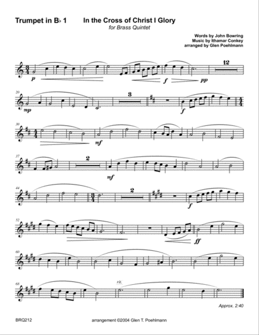 IN THE CROSS OF CHRIST I GLORY - BRASS QUINTET (unaccompanied) Brass Quintet scores gallery preview page 6