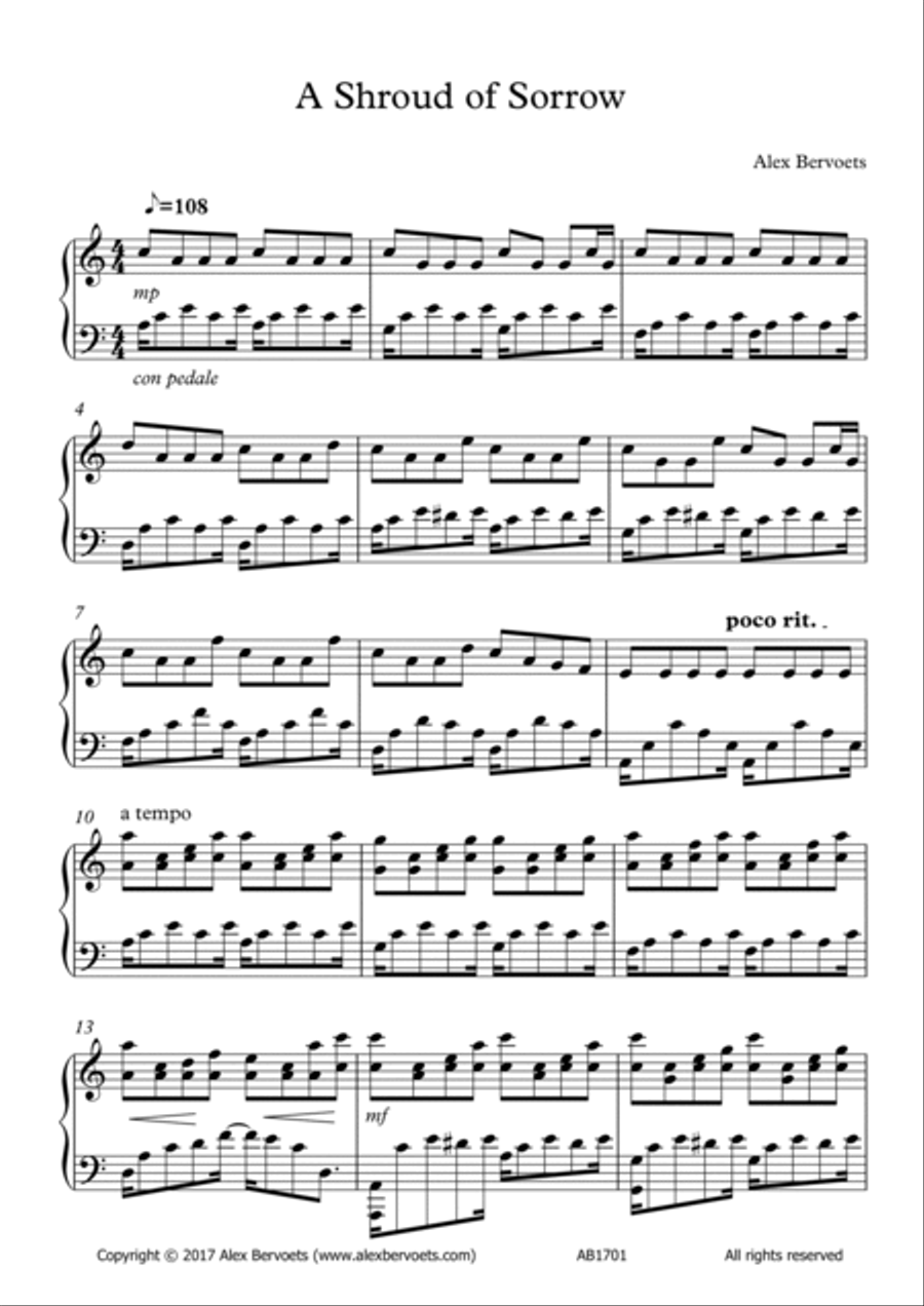A Shroud of Sorrow Piano Solo scores gallery preview page 2