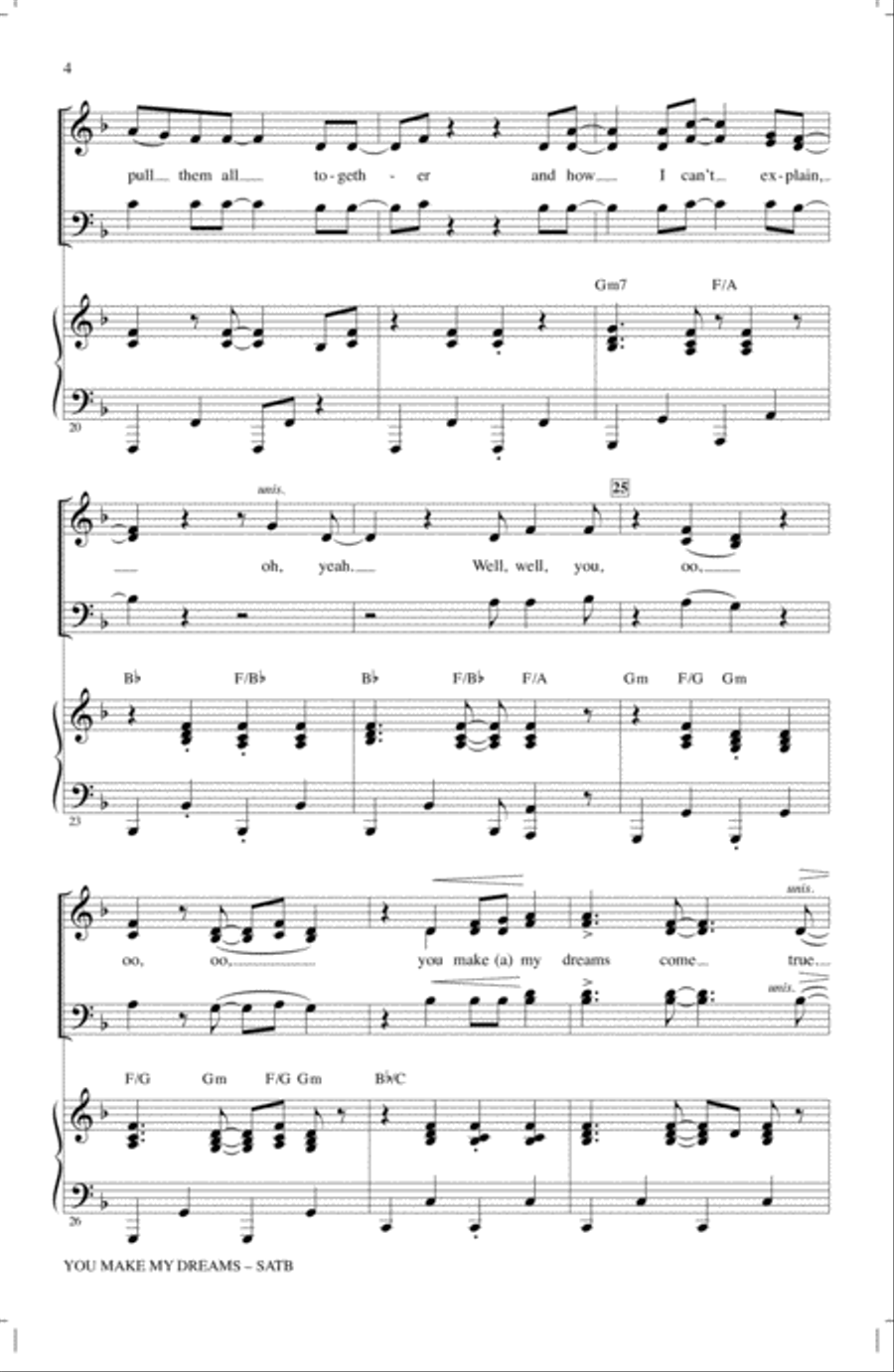 You Make My Dreams (arr. Mark Brymer) 4-Part scores gallery preview page 3