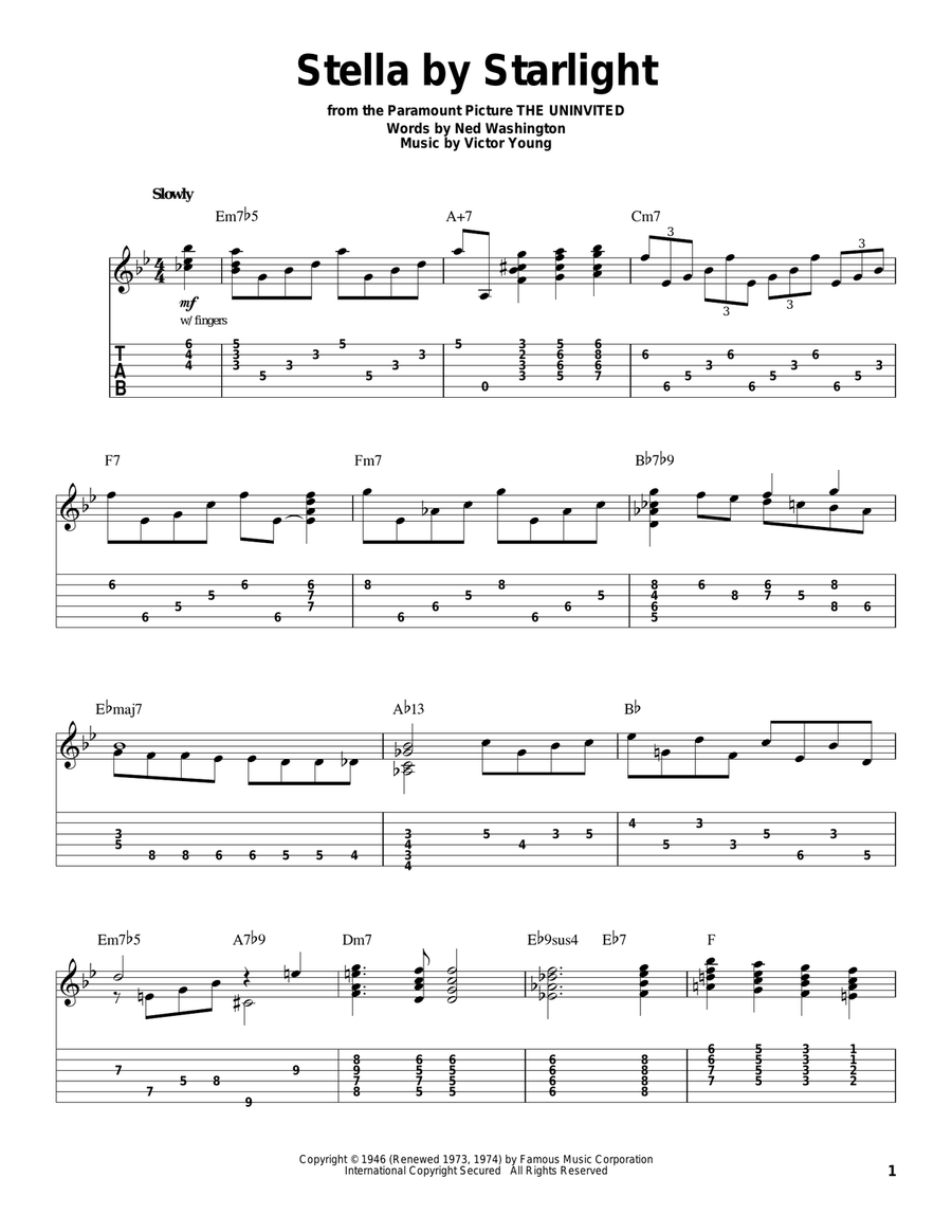 Stella By Starlight Electric Guitar scores gallery preview page 1