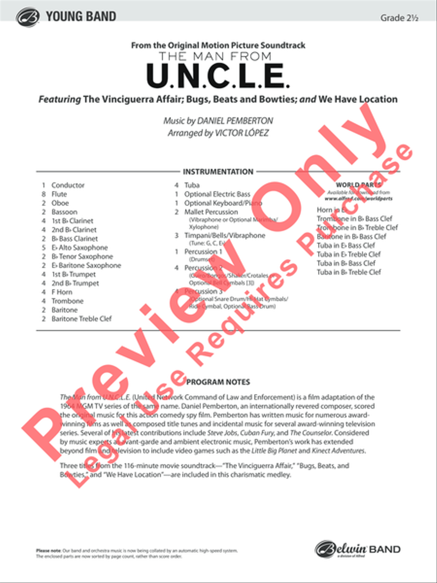 The Man from U.N.C.L.E. (from the Original Motion Picture Soundtrack) Concert Band scores gallery preview page 2