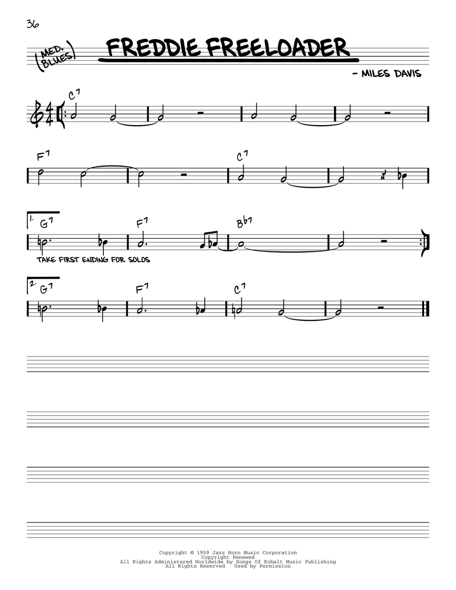 Freddie Freeloader Piano scores gallery preview page 1